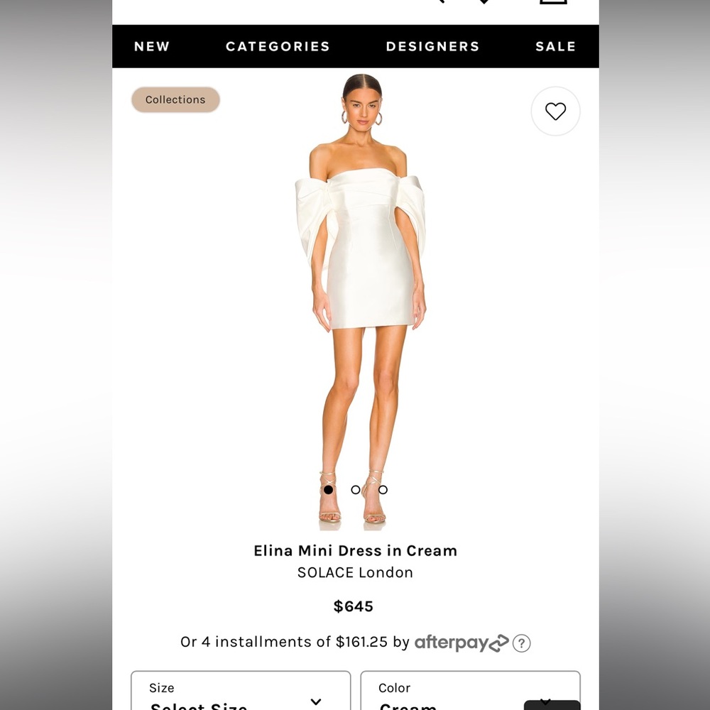 Elina Mini Dress in Cream Size 0 brand new condition worn once